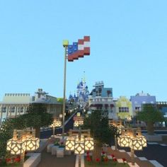 Minecraft with the Disney Castle!! It would take me forever to build this Minecraft Houses For Girls, Minecraft Houses Survival, Castle Gate, Minecraft Castle, Minecraft House Designs