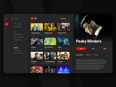 the website for peaky binders is displayed on a black background with red accents