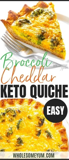 broccoli cheddar keto quiche is an easy low carb meal