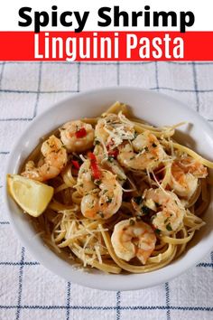 this spicy shrimp linguini pasta is an easy and delicious dinner that's ready in under 30 minutes