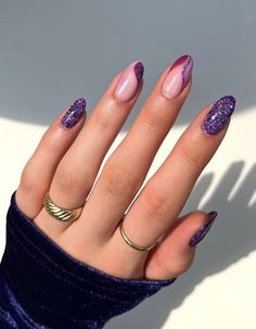 Purple Nail Art Ideas, Purple Sparkly Nails, Birthday Nail Ideas, Purple And Pink Nails, Purple And Silver Nails, Lavender And Lilac, Dip Nail Colors, Sky Blue Nails, Birthday Nail