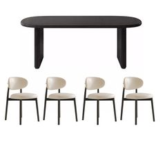 four chairs and a table with black legs