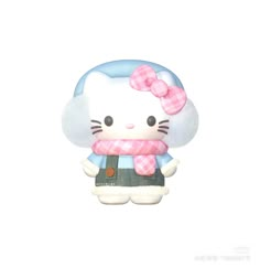 a hello kitty figurine with a pink bow on it's head and scarf around its neck