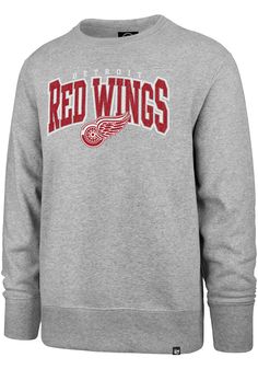 Head out in style with our Detroit Red Wings Grey Var Block Crew Sweatshirt! This Red Wings Long Sleeve Sweatshirt features a midweight team color fleece with a soft, brushed interior and screen printed team name and team logo on the front. You'll be warm, comfortable and stylish as you head to class, the game or just out on the town in this Detroit Crew Sweatshirt. Soft, Comfortable material, Mid-weight pullover, Crew neckline, Tagless, Machine washable, Tumble dry on low heat, Unisex, Fit: Tru University Red Fleece Crew Neck Sweatshirt, University Red Crew Neck Fleece Sweatshirt, Red Fleece Top For Sports Season, Red Team Spirit Tops For Winter, Red Fleece Sports Top, Sporty Red Moisture-wicking Sweatshirt, Moisture-wicking Tops For Sports Events In Fall, University Red Crew Neck Sweatshirt For Sports Season, Red Fleece Top For Sports Events