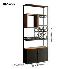 the black b shelf is shown with its measurements