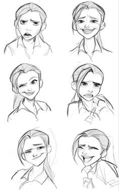 some sketches of people with different facial expressions