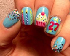 32nd Birthday, Natural Nail Art, Mens Nails, Birthday Nails