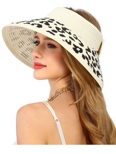 PRICES MAY VARY. Women's beach hats are hand-woven with high-quality 100% paper,good ventilation effect,wear-resistant and durable,even if exposed to the sun for a long time,it will not fade easily. Women's summer straw hat can be adjusted Size:22-22.8''.The cap circumference can be adjusted to a comfortable size according to your head.The empty top design will not mess up your hair. The roll-up straw hat is convenient carrying along,can be folded,and is not easy to deform.While ensuring breatha Beach Visor, Womens Beach Hat, Wide Brim Straw Hat, Summer Straw Hat, Beach Hats, Hat Holder, Best Sunscreens, Visor Hat, Sun Hats For Women