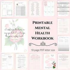 the printable mental health workbook is displayed on a pink background