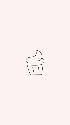 a black and white drawing of a cupcake