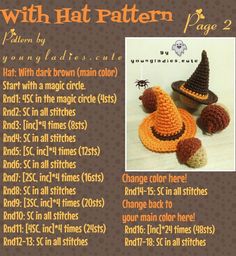 a crochet pattern for a witches hat and other items to sew on