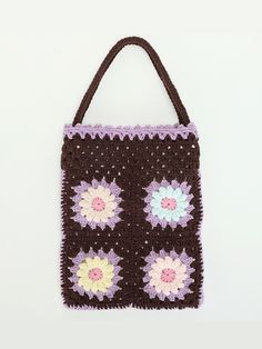 To establish a brand that embodies the essence of SUSUMU, meaning where the waters meet to dance, and incorporates its core values of modernity, simplicity in design, Korean culture, and eco-friendliness - Durable knitted crochet bag- Compact-sized square shape body- Lining detail for preventing sagging of the body- Flower pattern knitting using various colors- Convenient and spacious storage Purple Everyday Crochet Tote Bag, Purple Crochet Tote Bag, Summer Purple Crochet Tote Bag, Multicolor Floral Embroidery Tote Shoulder Bag, Multicolor Beaded Tote Shoulder Bag, Womens Tote Bags, Crochet Bag, Flower Patterns, Knitting Patterns