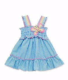 RARE EDITIONS Baby Girl 24M Butterfly Gingham Dress NWT X X Click to Enlarge Click to Enlarge Your little girl will be ready for the season ahead in this cute check seersucker dress! A smocked bodice and striped grosgrain ribbon butterfly finish this adorable style.   Cotton/Polyester Washable Hits at knee Pullover Sleeveless Ribbon butterfly applique' NWT, new with tags You don't have to spend hundreds of dollars for name brand clothing. I have some wonderful clothing that is new and in perfect Cute Gingham Smocked Dress With Ruffles, Cotton Smocked Dress With Ruffles For Picnic, Cute Gingham Smocked Summer Dress, Cute Gingham Smocked Dress For Summer, Cotton Smocked Dress With Ruffles In Gingham, Cotton Gingham Smocked Dress With Ruffles, Spring Plaid Cotton Smocked Dress, Cute Gingham Seersucker Dresses, Cute Ruffled Seersucker Dresses