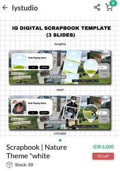 an image of two different slideshows with the text'ig digital scrapbook template 3 slides '