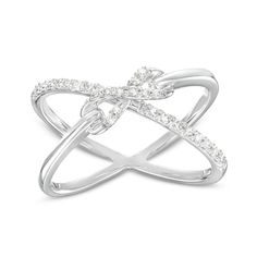 Make a statement with the smart and modern details of this diamond infinity orbit ring. Crafted in sterling silver A diamond-lined infinity symbol shape connects polished ribbons at the center. Crossing underneath, a diamond-lined ribbon completes this "X"-shaped orbit design. This ring shines with 1/5 ct. t.w. of diamonds. Available in size 7 only. Orbit Ring, Infinity Symbol, Diamond Rings, Sterling Silver Rings, Diamonds, Size 7, Ribbon, Sterling Silver, Ring