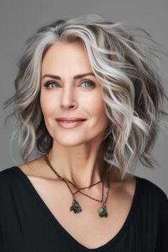 A relaxed and sophisticated boho wavy bob with side braids offers a laid-back yet elegant style. The waves add texture, while the braids bring in a bohemian touch. Click here to check out more gorgeous short haircuts for women over 60 in 2023. Grey Balayage, Perfect Curly Hair, Grey Bob Hairstyles, 50 Hairstyles, Grey Highlights, Grey Hair Inspiration, Blonde Hairstyles, Short Haircuts For Women, Haircuts For Medium Hair