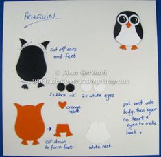 an image of penguin cut outs and feet for children's crafting project with instructions on how to make them