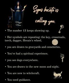 an image of a woman holding a wand with the caption saying, signs hecate is calling you