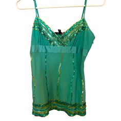 Nwt, Never Worn Green Fitted Camisole For Vacation, Sequin Tank Top, Sequin Tank, Sequin Tank Tops, Sequin, Tank Top, Womens Tops, Tank Tops, Women Shopping