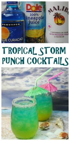 the tropical storm punch cocktail is ready to be served