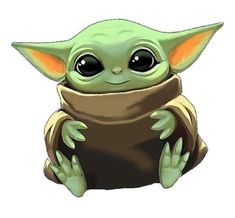 a baby yoda sitting on top of a white surface