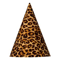 a cheetah print party hat on a white background