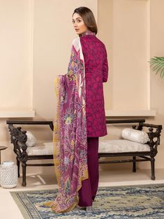 Brand: LimelightProduct Code: U2621 MaroonCollection: Limelight Spring Summer Vol-02 Unstitched CollectionFabric: Lawn DESIGN DETAILS: Unstitched 3 Piece Printed Lawn Suit (Shirt+Dupatta+Trouser) Floral print on the front and back of the shirt Floral print on the dupatta Dyed trousers Color: Maroon Fabric (Shirt): Lawn Fabric (Dupatta): Chiffon Fabric (Trousers): Cambric DISCLAIMER:* Lining, Laces, and Tassels are not included in unstitched variants.* Embellishment items in stitched outfits are subject to market availability.* The actual colors of the outfit may vary from the colors being displayed on your device. CARE INSTRUCTIONS: Extra Fabric Has Been Used For Shoot Original Color May Vary Slightly From The Picture Dry Clean Recommended Iron The Clothes At Moderate Temperature Do Not Us Elegant Purple Lawn Suit With Printed Motifs, Formal Purple Unstitched Suit, Formal Cambric Sets With Dupatta, Formal Fitted Cambric Lawn Suit, Purple Unstitched Suit With Printed Motifs For Wedding, Purple Unstitched Wedding Suit With Printed Motifs, Festive Fitted Suit With Printed Motifs, Multicolor Unstitched Sets For Formal Occasions, Multicolor Unstitched Formal Sets