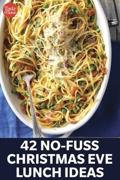 the cover of 42 no - fuss christmas eve lunch ideas