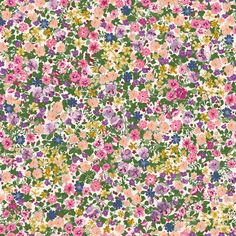 an abstract floral background with pink, yellow and green flowers