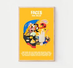 a yellow poster with the words faces on it