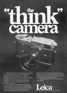 an advertisement for leica's think camera with the words think camera on it