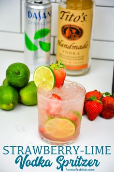 strawberry lime vodka with lemons and strawberries