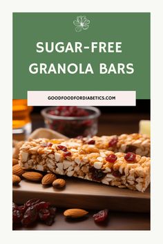 Sugar-Free Granola Bars Healthy Granola Bars Homemade No Sugar, Low Carb Snacks For Diabetics, Good Food For Diabetics, Low Sugar Granola Bars, Sugar Free Granola Bars, Sugar Free Protein Bars, Hypoglycemic Diet, Food For Diabetics, Snacks For Diabetics