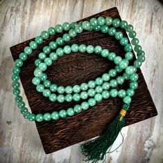 Green Aventurine Mala Beads - Art Of The Root Conjure Oil, Green Aventurine Crystal, Aventurine Crystal, 108 Mala Beads, Mala Beads, Emotional Healing, Green Aventurine, Heart Chakra, Spiritual Journey