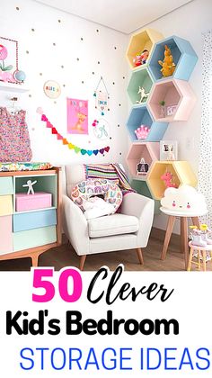 a child's room with lots of colorful furniture and decor on the walls,