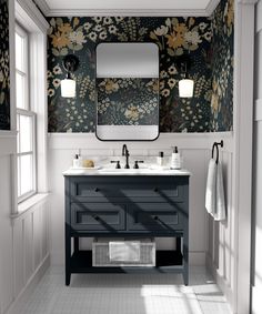 Wallpaper Peel and Stick Wallpaper Dark Neutrals Moody Floral Garden Removable Wallpaper Wall Decor Home Decor Wall Art Room Decor 763 Peel And Stick Wallpaper Dark, Half Bath Wallpaper, Ian Mankin, Moody Bathroom, Small Bathroom Wallpaper, Dark Neutrals, Moody Wallpaper, Powder Room Wallpaper, Floral Bathroom