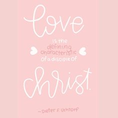 a pink background with white lettering that says love is the deterentic of a disceptacle of christ