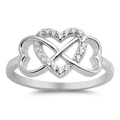 Silver CZ Ring - Infinity Hearts Heart Infinity Ring, Rings Pandora, Heart Promise Rings, Triple Heart, Infinity Knot, Infinity Heart, To Infinity And Beyond, Silver Plated Jewelry, Double Heart