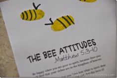 the bee attitudes are written in black and yellow on a white piece of paper