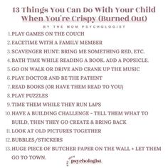 a list with the words 13 things you can do with your child