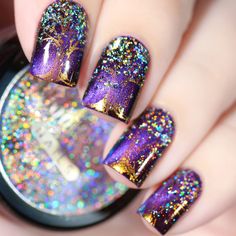 Colourful Nails, Unghie Nail Art, Nails Matte, Fall Nail Art Designs, Holographic Nail Polish, Best Nail Art Designs, Sparkly Nails, Holographic Nails