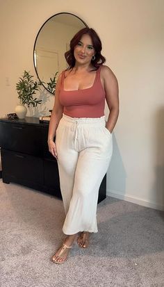 Thick Mommy Outfits, Summer Outfit Medium Size, Midsize Honeymoon Outfits, Summer Vacation Mom Outfits, Summer Semi Casual Outfit, Vacation Outfits Women Tropical, Midsize Romantic Fashion, Comfy Picnic Outfit, Plus Size Ootd Summer