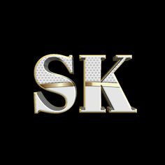 the letter s is made up of gold and silver letters, with a black background