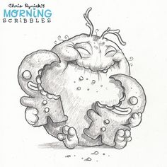 an image of a cartoon character with the words morning scribbles on it