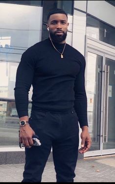 Black Man Outfits Men's Fashion, Semi Casual Men Outfits Black Man, Male Wedding Guest Outfit Black Man, Classy Outfits For Black Man, Black Man Turtleneck Outfits, Black Mens Professional Fashion, Mens Fashion Going Out Outfits, Mens Outfits Dressy Classy, All Black Date Night Outfit Men