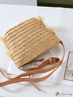 BirdinBag - Chic Fringed Shoulder Bag: Woven Beach Style with Tassel Detail Beach Season Rectangular Shoulder Bag With Tassels, Trendy Beach Shoulder Bag With Tassels, Rectangular Shoulder Bag With Tassels For Beach Season, Spring Beige Shoulder Bag With Tassels, Rectangular Tassel Shoulder Bag For Beach Season, Casual Spring Shoulder Bag With Tassels, Spring Fringe Shoulder Bag For Everyday, Casual Spring Shoulder Bag With Fringe, Rectangular Summer Bucket Bag With Tassels