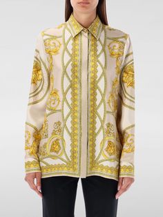 Find VERSACE Shirt on Editorialist. Shirt VERSACE Woman color Black Versace Shirt Women, Versace Sweater, Versace Shirts, Versace Top, Versace Pink, White Turtleneck Sweater, Beige Shirt, Versace Sweatshirt, Versace Shirt