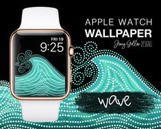 The Turquoise Wave Apple Watch Wallpaper is an original and unique Apple Watch Wallpaper Art design to make your watch face look extra cool and set it apart from everyone elses. Pick your favourite colours and designs to match your watch and watch band. Suit your mood, what you're wearing, there's a new watch face design for you every day of the week. Hand drawn original artwork by Australian artist and illustrator Jenny Gollan. If you have trouble understanding how to download and install this Wallpaper Turquoise, Watch Face Design, Apple Watch Face, Face Icon, Hd Wallpapers For Mobile, Apple Watch Wallpaper, Watch Wallpaper, Iphone Camera, Apple Watch Faces