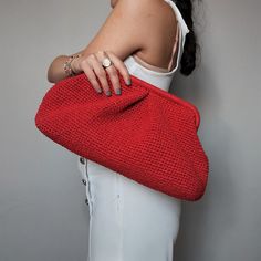 "Red Raffia Bag, Red Straw Bag, Red Cloud Bag 📌 Get ready for the summer of 2023 with our stylish and versatile summer bag, meticulously handcrafted with eco-friendly paper yarn. 📌 This summer bag is the perfect accessory for women who want to embrace the season with a touch of crochet charm and natural elegance. 📌 Available in three convenient sizes - small, medium, and large - you can choose the perfect size to suit your needs and style. 📌 Made with a combination of crochet and raffia, thi Red Woven Crochet Bag For Vacation, Chic Red Straw Bag With Braided Handles, Chic Red Straw Bag For Summer, Chic Red Straw Bag For Shopping, Eco-friendly Red Straw Bag For Daily Use, Red Woven Straw Bag For Daily Use, Red Woven Crochet Bag For Travel, Vacation Red Crochet Bag With Braided Handles, Red Woven Crochet Travel Bag