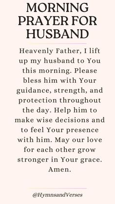 a poem that reads, morning prayer for husband